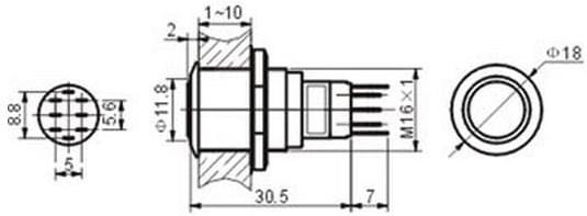 Actual product image Velleman Round Metal Push Button Spdt 1No 1Nc Blue Ring