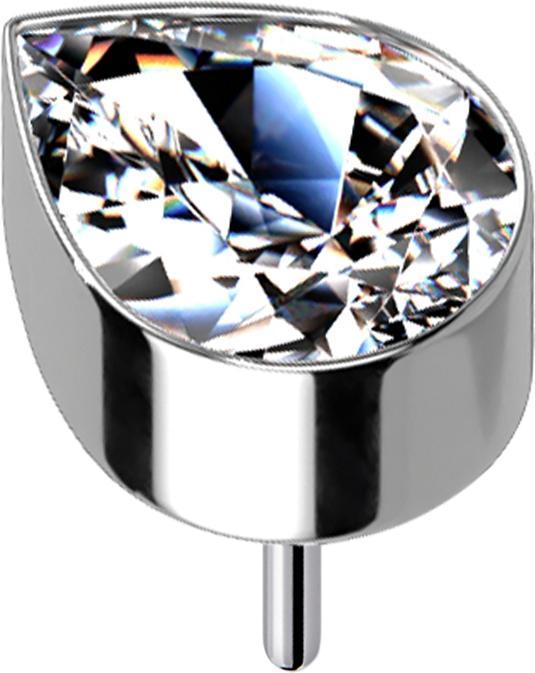 Star Piercing Threadless silber mit Tropfen Kristall silber (ohne Messing, Titan G23)