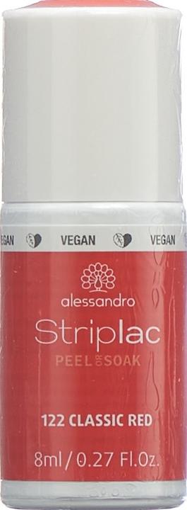 Image du produit Alessandro Striplac Peel or Soak Classic Red 8 ml (Orange, Rouge, Vernis à ongles peel off)