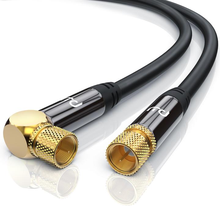 Primewire SAT Kabel HDTV 90° gewinkelt - Premium SAT Koaxialkabel - TV Radio DVB-T DVB-C - 4 Fach Schirmung (135 dB, SAT Kabel)