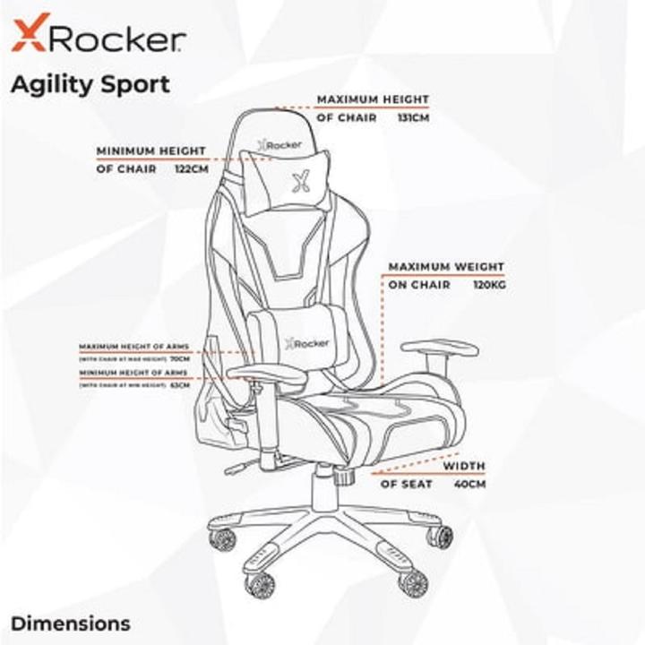 Produktbild X Rocker Chaise de jeu eSport Agility Sport avec ajustement ergonomique Noire Carbone