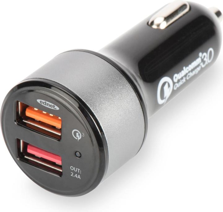 Produktbild ednet USB-Autoladegerät Quick Charge 3.0, 2 Anschlüsse