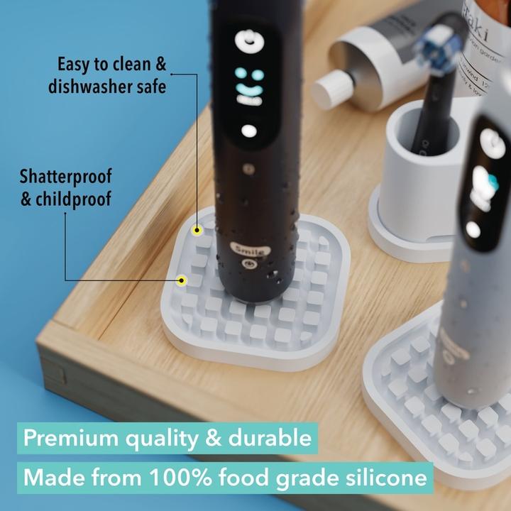Image du produit Qikfresh Dessous de verre pour brosse à dents Gris Set de 2 (Porte-brosse à dents)