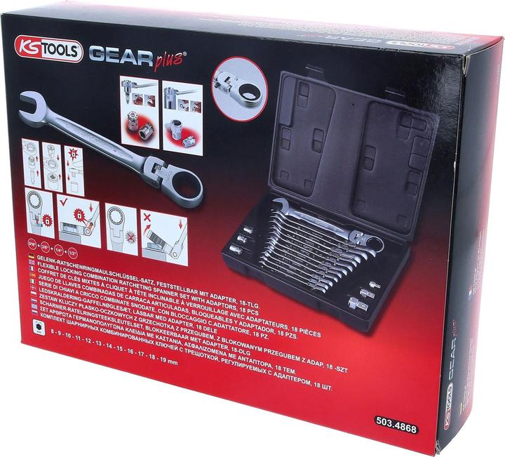 Produktbild KS Tools GEARplus® Gelenk-Ratschenringmaulschlüssel-Satz 50 (19 mm)