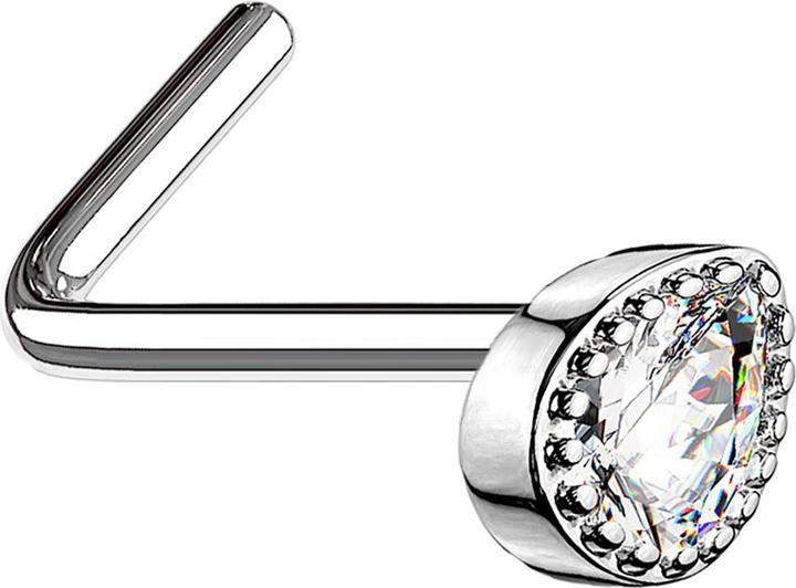 Immagine prodotto Star Piercing Nasenstecker gewinkelt silber Kristalltropfen silber (Acciaio chirurgico 316L, Ottone)