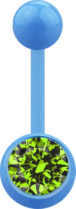 Produktbild Star Piercing Banane hellblau mit Kugel und Kugel Kristall hellgrün (Acryl, ohne Messing)
