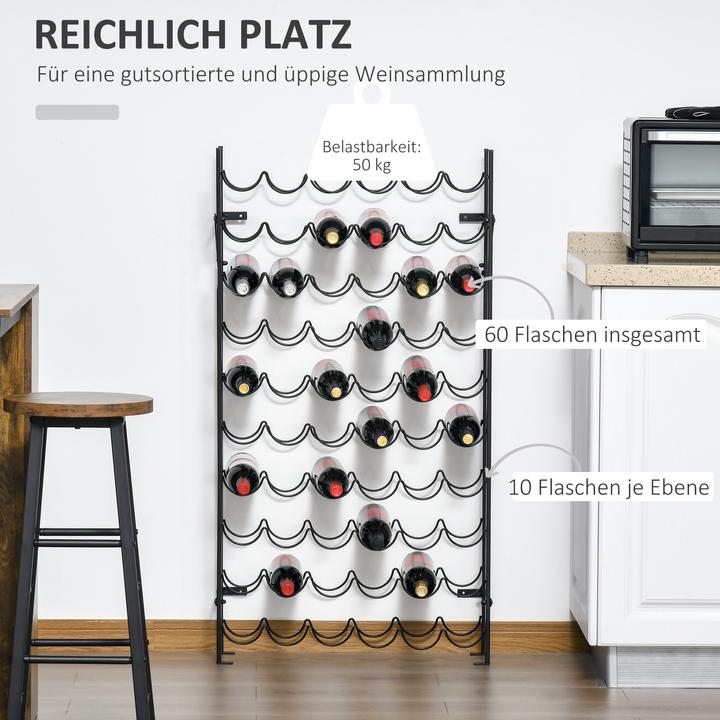 Produktbild Homcom Weinregal mit 10 Fächerebenen (63 x 20.5 x 118 cm)