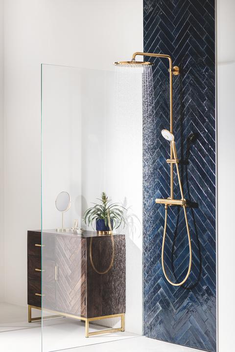 Actual product image Grohe Shower system EUPHORIA SYSTEM 310 m thermostat Cool Sunrise brushed