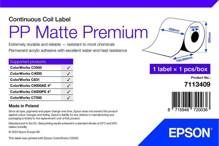Epson Pp Matte Label Prem Coil