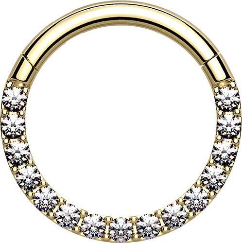 Star Piercing Micro Segmentring klappbar vergoldet front Kristalle silber (Chirurgenstahl 316L, ohne Messing)