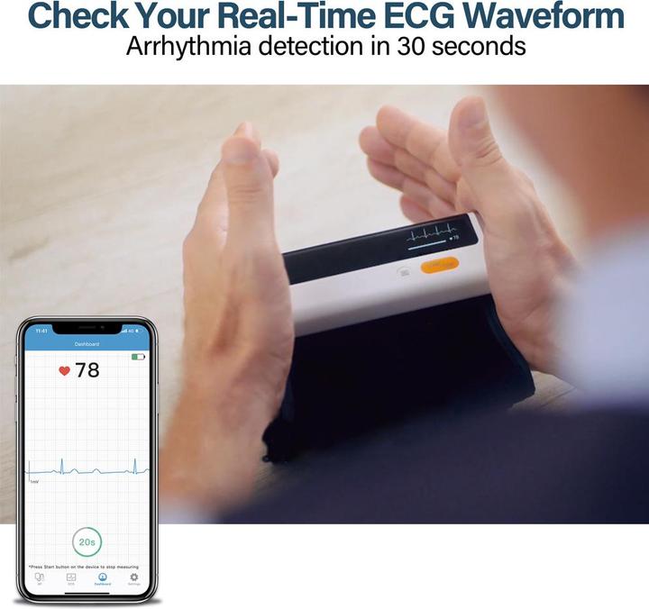 Produktbild ViatomTech BP2 Smart Bloeddrukmeter + ECG, Bluetooth Sync, 3 BP-metingen, Bloeddrukmeter voor thuisgebruik, ECG (Blutdruckmessgerät Oberarm)
