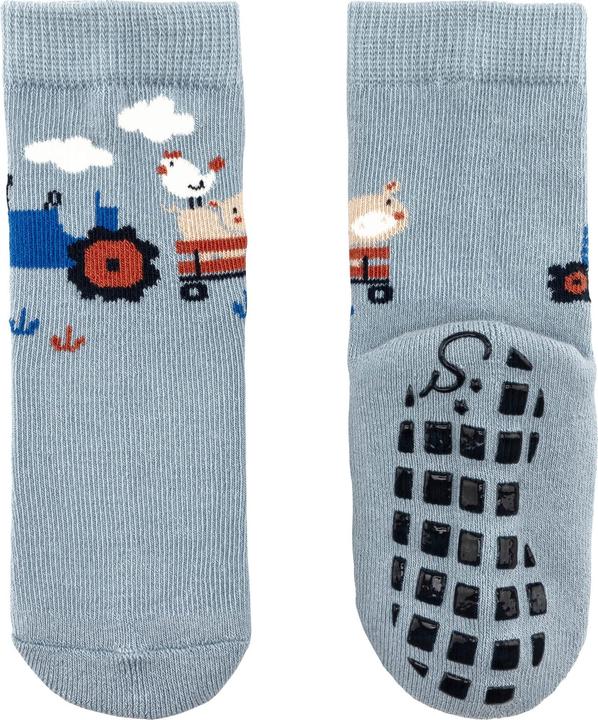 Actual product image Sterntaler Anti-slip tractor socks set of 2 blue size 18 (pack of 2, 18)