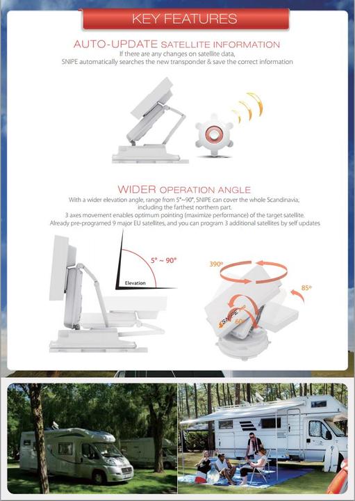 Produktbild Selfsat Snipe Single, vollautomatische Satelliten-Antenne (Single LNB) weiss (Flachantenne, DVB-S / -S2)