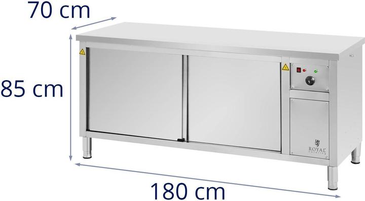 Produktbild Royal Catering Wärmeschrank 180 x 70 x 85 cm Tellerwärmer 80 °C Edelstahl (304) Warmhalteschrank