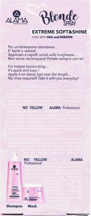 Produktbild Alama Professional No Yellow Extreme Soft & Shine Leave-in Spray for Blonde, Grey and Bleached Hair 100ml (100 ml)