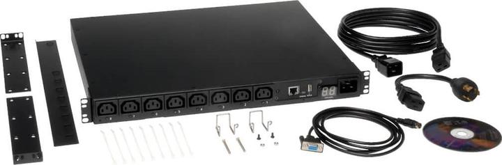 Actual product image Eaton Tripp Lite Series PDUMH20HVNET - Modified - 1U - Horizontal - Metal - Black - 8 AC Outputs