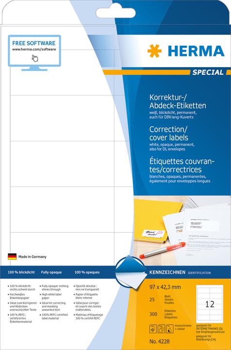Actual product image HERMA A4 correction and cover labels