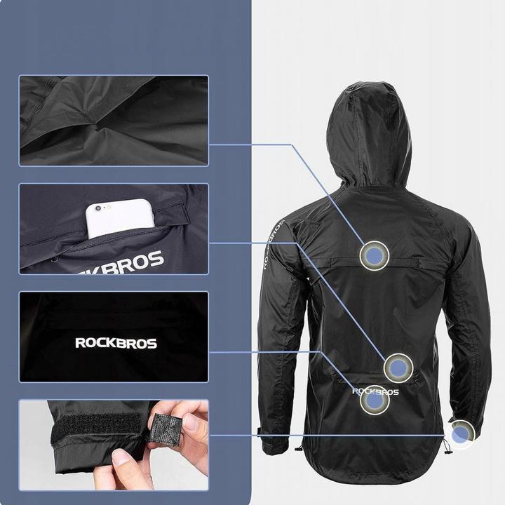 Produktbild Rockbros YPY013BK2XL Rain Jacket Breathable Windproof XXL - Black (XXL)