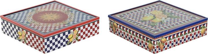 Produktbild Esprit Teebox Home Blau Rot Bunt Metall Kristall Holz MDF 24 x 24 x 6,5 cm (2 Stück)