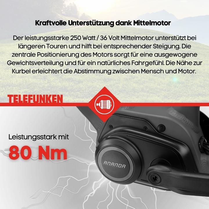 Produktbild Telefunken SUV E-Bike Herren SUV700 29 Zoll Mittelmotor 10-Gang Kettenschaltung (48 cm)