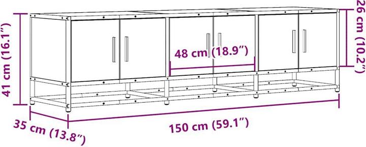 Image du produit VidaXL Armoire TV Lowboard Meuble TV Métal dérivé du bois (150 x 35 x 41 cm)