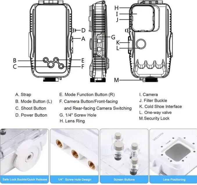 Produktbild PhoneLook Hülle Wasserdichtes Schutzcover PULUZ zum Schnorcheln und Tauchen bis 40M IPX8 Grade s (small) (Apple iPhone 15)