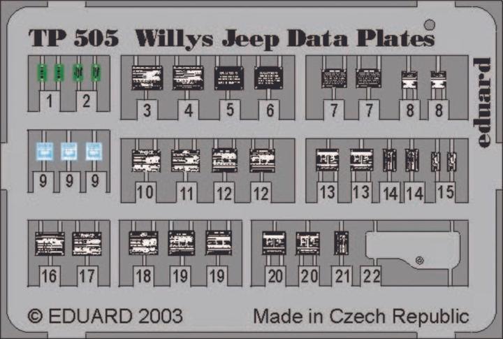 Actual product image Eduard Willys Jeep Data plates