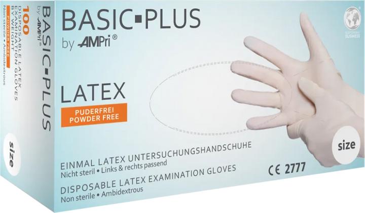 Ampri Disposable gloves Basic Plus size XL light beige latex EN 455 PPE category I (10)