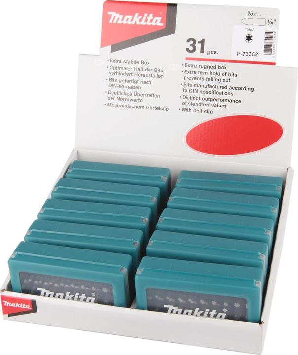 Produktbild Makita P-73352 Bit-Set 31 teilig Innen-TORX (Innensechsrund TX M7, Innensechsrund TX M8, Innensechsrund TX M9, Innensechsrund TX M10, Innensechsrund TX M15, Innensechsrund TX M20, Innensechsrund TX M25, Innensechsrund TX M27, Innensechsrund TX M30, Innensechsrund TX M40)