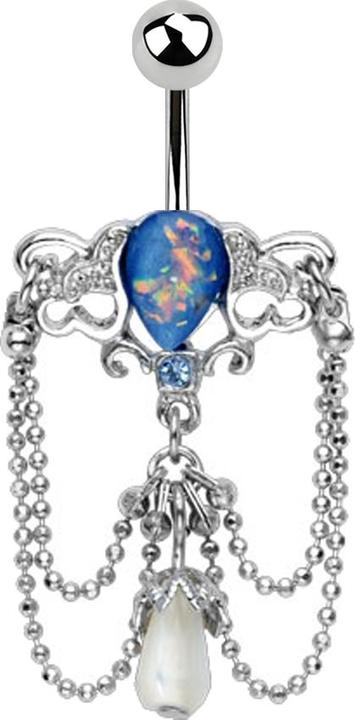 Immagine prodotto Star Piercing Collana lampadario vintage in argento con pallina e ciondolo blu opalino (Ottone, Acciaio chirurgico 316L)