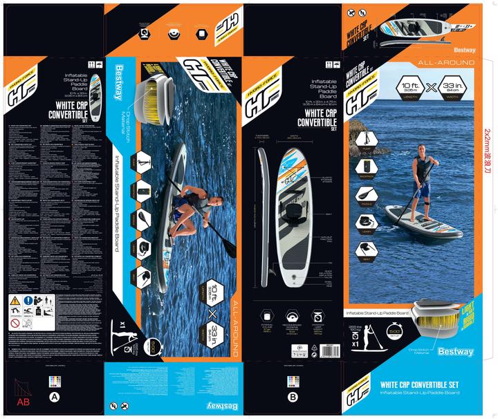 Actual product image Bestway HF SUP White Cap Convertible (10')