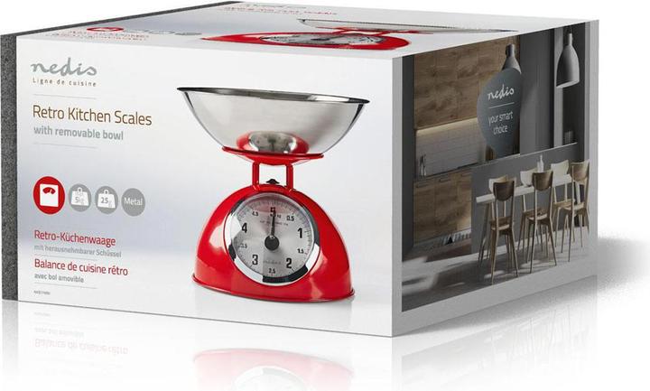 Actual product image Nedis Kitchen Scale Retro Ana Logo Metal Red, KASC110RD
