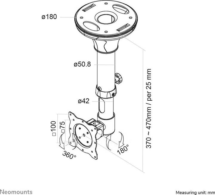 Immagine prodotto Neomounts NewStar - FPMA-C025 SILVER - Supporto a soffitto (Soffitto, 30")
