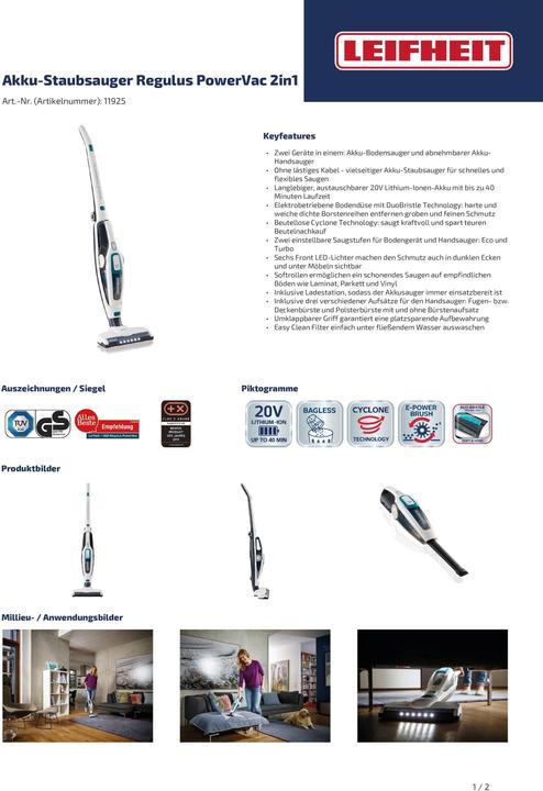 Image du produit Leifheit Regulus PowerVac 2in1
