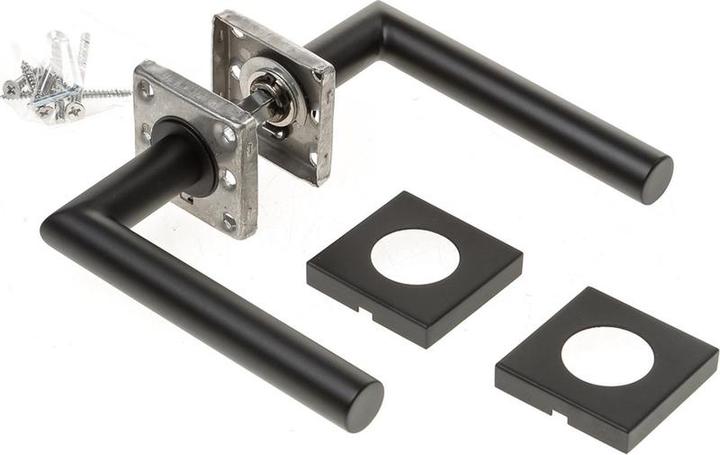 Produktbild Formani Door Griff Basics LB2-19bsqr53 auf quadratischer Rosette Matt Black aufgehängt (Türgriff)