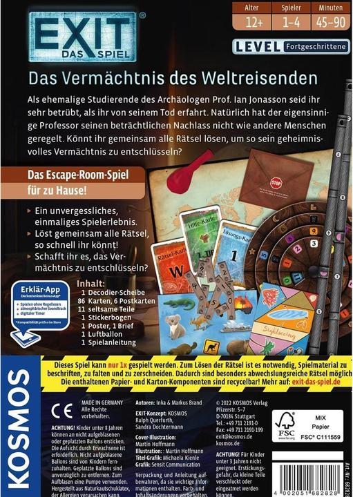 Produktbild Kosmos Exit - Das Spiel: Das Vermächtnis des Weltreisenden (Deutsch)
