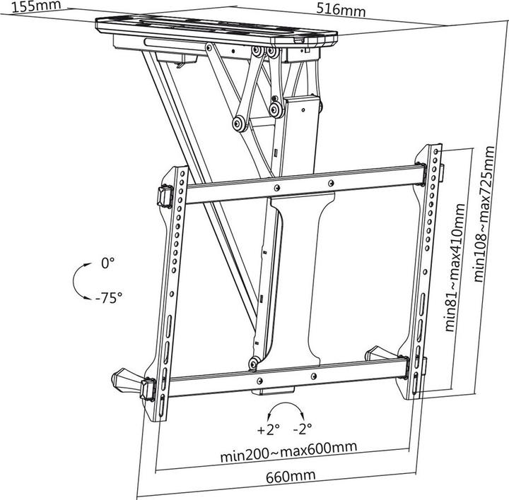 Actual product image Maclean UCHWYT DO TV ELEKTRYCZNY SUFITOWY 32 -70 35KG MC-880T (Ceiling, 70", 35 kg)