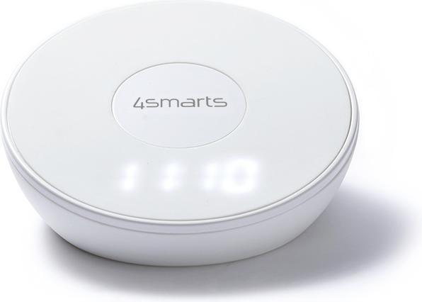 Produktbild 4smarts Wireless Charger VoltBeam N8 15W mit Uhr LED Lampe weiss