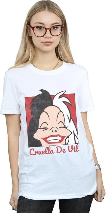 Actual product image Disney Womens/Ladies Cruella De Vil Cropped Head Cotton Boyfriend T-Shirt (XXL)
