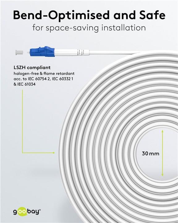 Productafbeelding Goobay Glasvezelkabel FTTH, singlemode OS2 Wit, wit Simplex, 5 m (S/UTP, CAT6, 5 m)