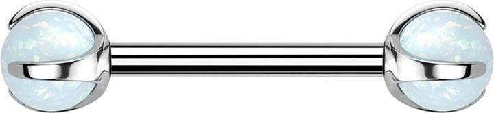 Produktbild Star Piercing Barbell Innengewinde silber mit zwei Kugeln Opal weiss gefasst (ohne Messing, Titan G23)