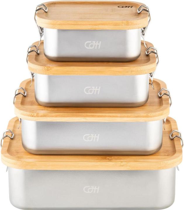 Produktbild CJH Edelstahl Lunch Box L, Bambusdeckel, Fachteiler