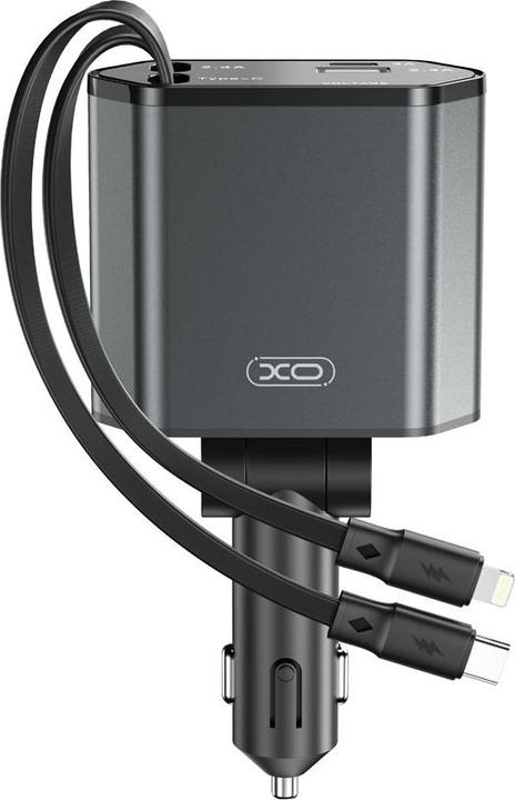 Immagine prodotto xO Caricabatterie da auto CC62 104W 1x USB 1x USB-C grigio con cavo USB-C e cavo Lightning