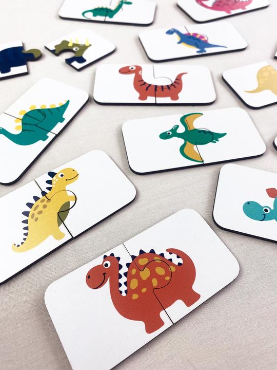 Actual product image Activity Board Wooden dinosaur puzzle 2 piece puzzle, educational material, homeschool preschool cards (24 pieces)