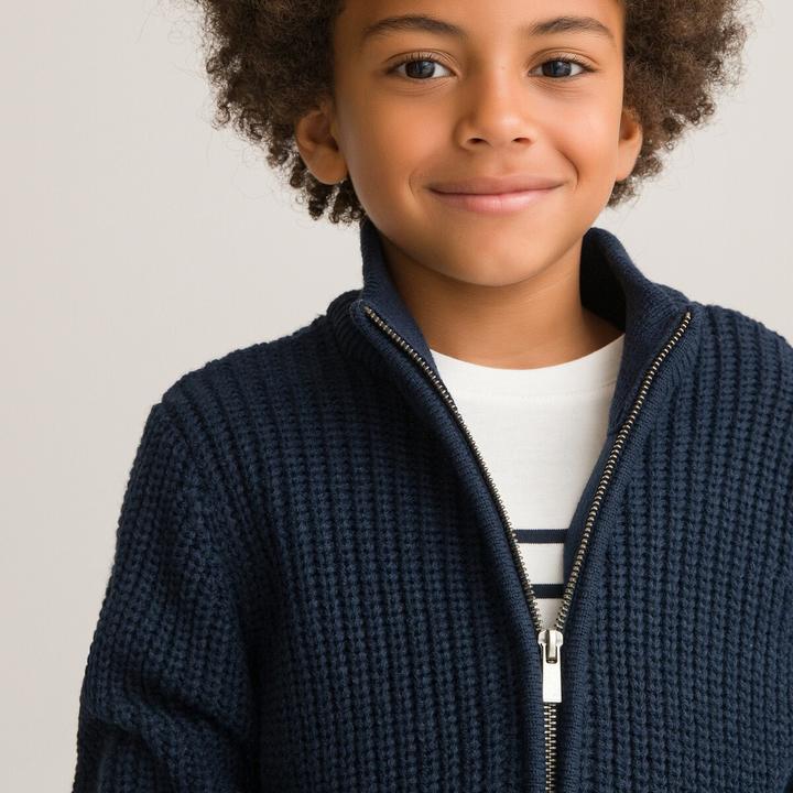 Actual product image La Redoute Collections Cardigan with zipper and stand-up collar (152)