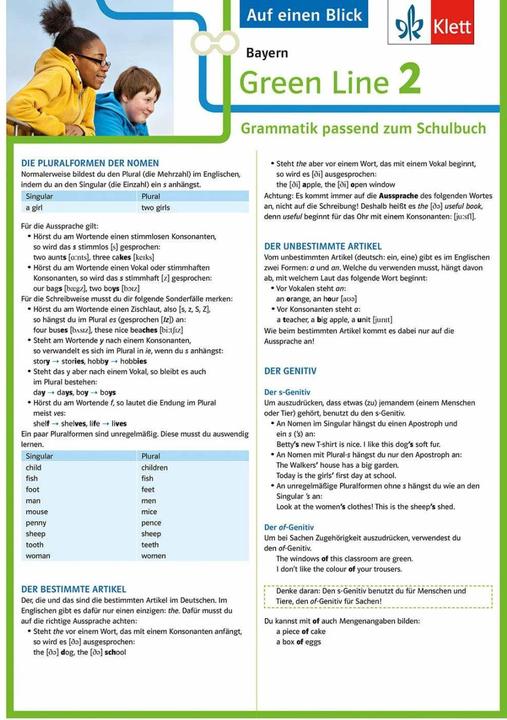 Actual product image Green Line 2 Bayern Klasse 6 - Auf einen Blick. Grammatik passend zum Schulbuch - Klappkarte (6 (German, 2018)