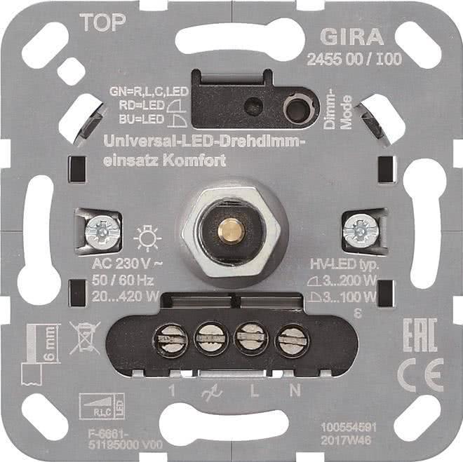 Actual product image Gira Universal LED rotary dimmer 245500 insert comfort