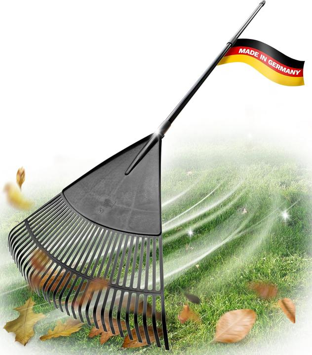 Actual product image Novatool Laubbesen mit Teleskop-Stiel bis 152cm, Laubfeger mit 30 Kunststoff-Zinken, Rechen Arbeitsb