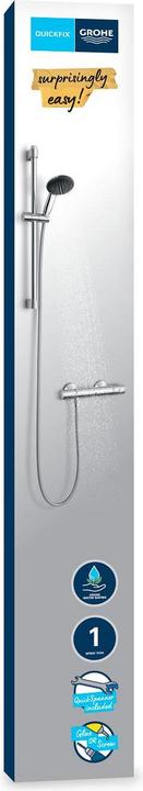 Actual product image Grohe Precision Start QuickFix thermostatic shower mixer and Vitalio Start 110 shower rail set, length