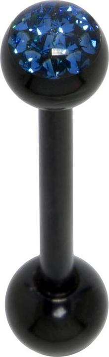 Actual product image Bijouteria Tongue piercing (Surgical steel 316L, Epoxy resin, Crystal, PVD coating (black))